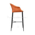 Orange saddle leather stainless steel bar stool